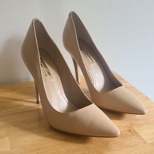 BCBGeneration Tan Glossy Heels with Sleek Design